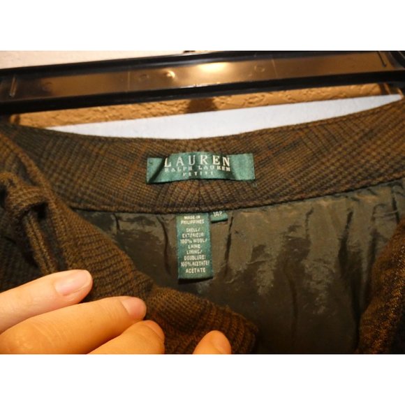 Women's Wool Green Slacks, Ralph Lauren, 14 Petite - Picture 3 of 5